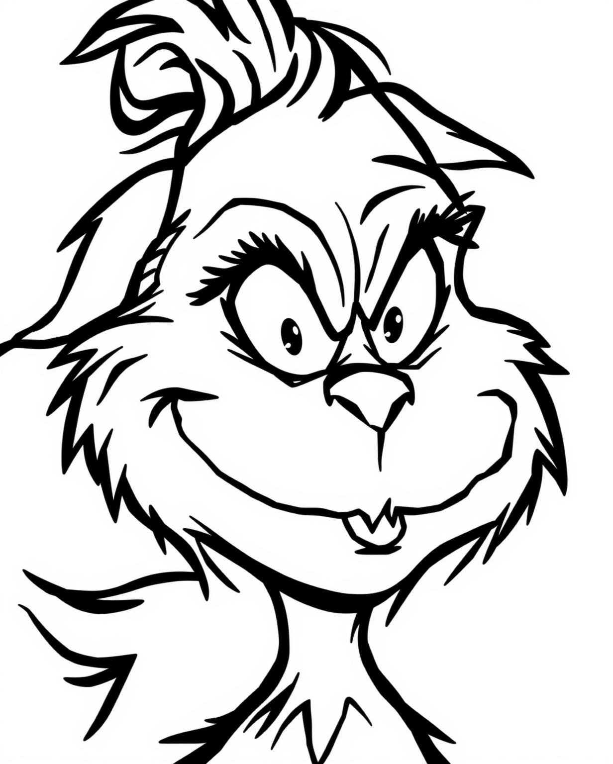Easy Grinch Outline Coloring Page Free Printable