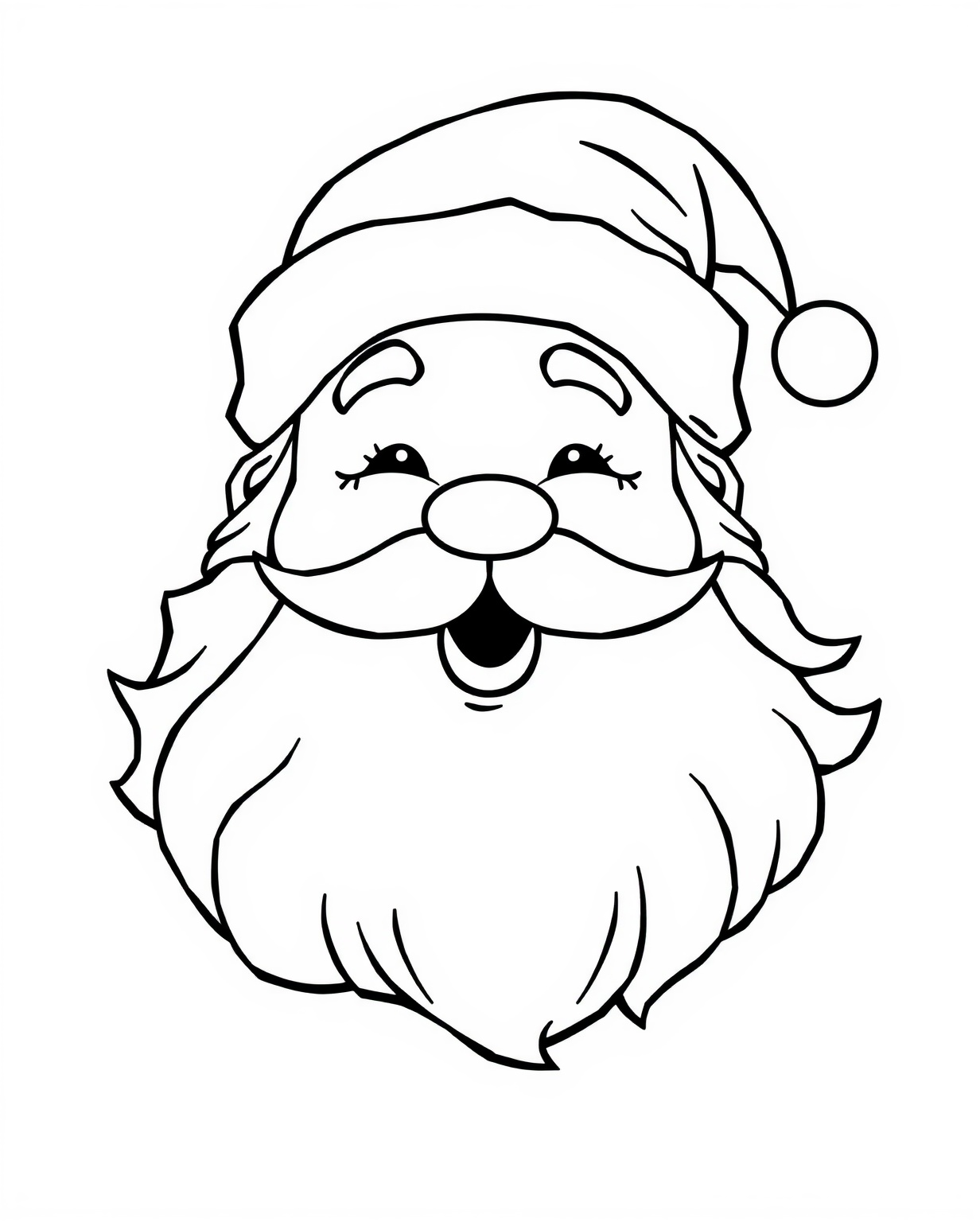 Santa Head Coloring Page - Free Printable