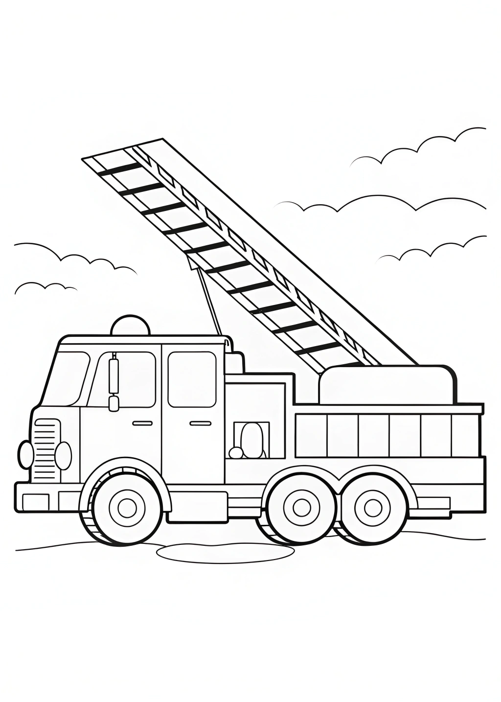 Fire Truck With Extended Ladder Coloring Page - Free Printable