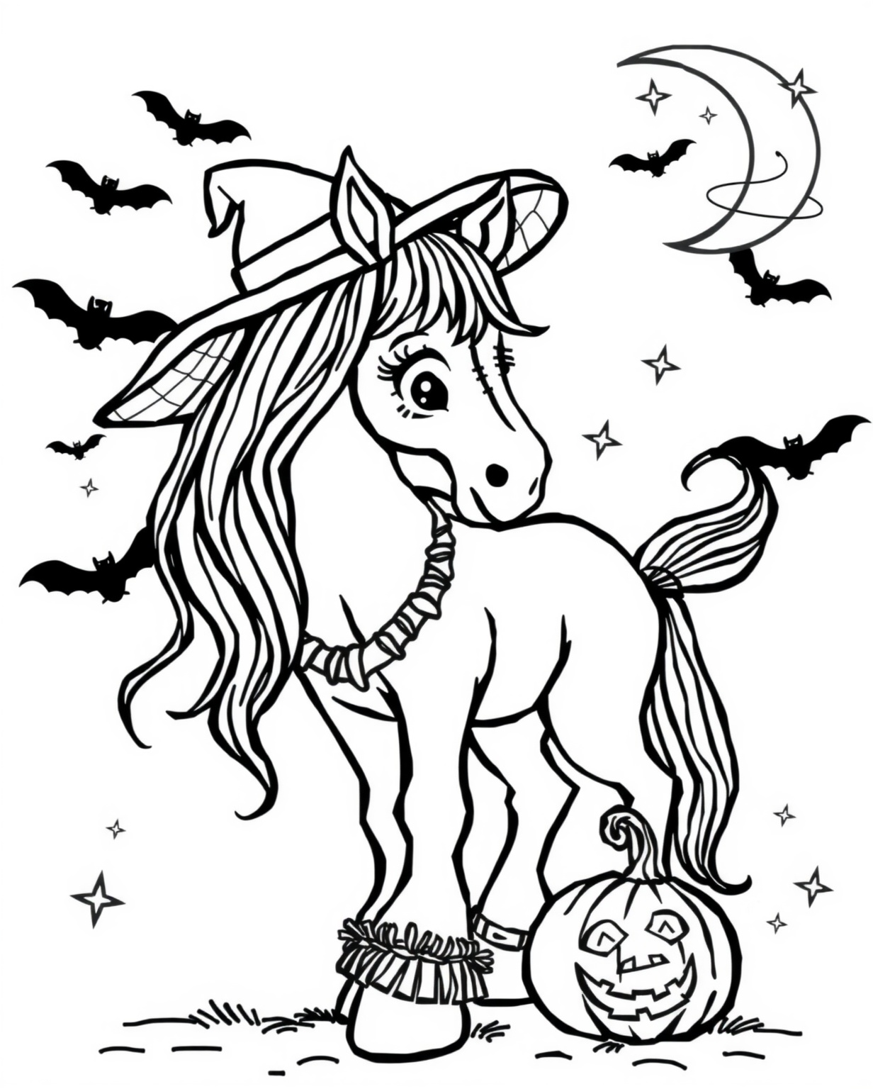 Halloween Horse Coloring Page - Free Printable