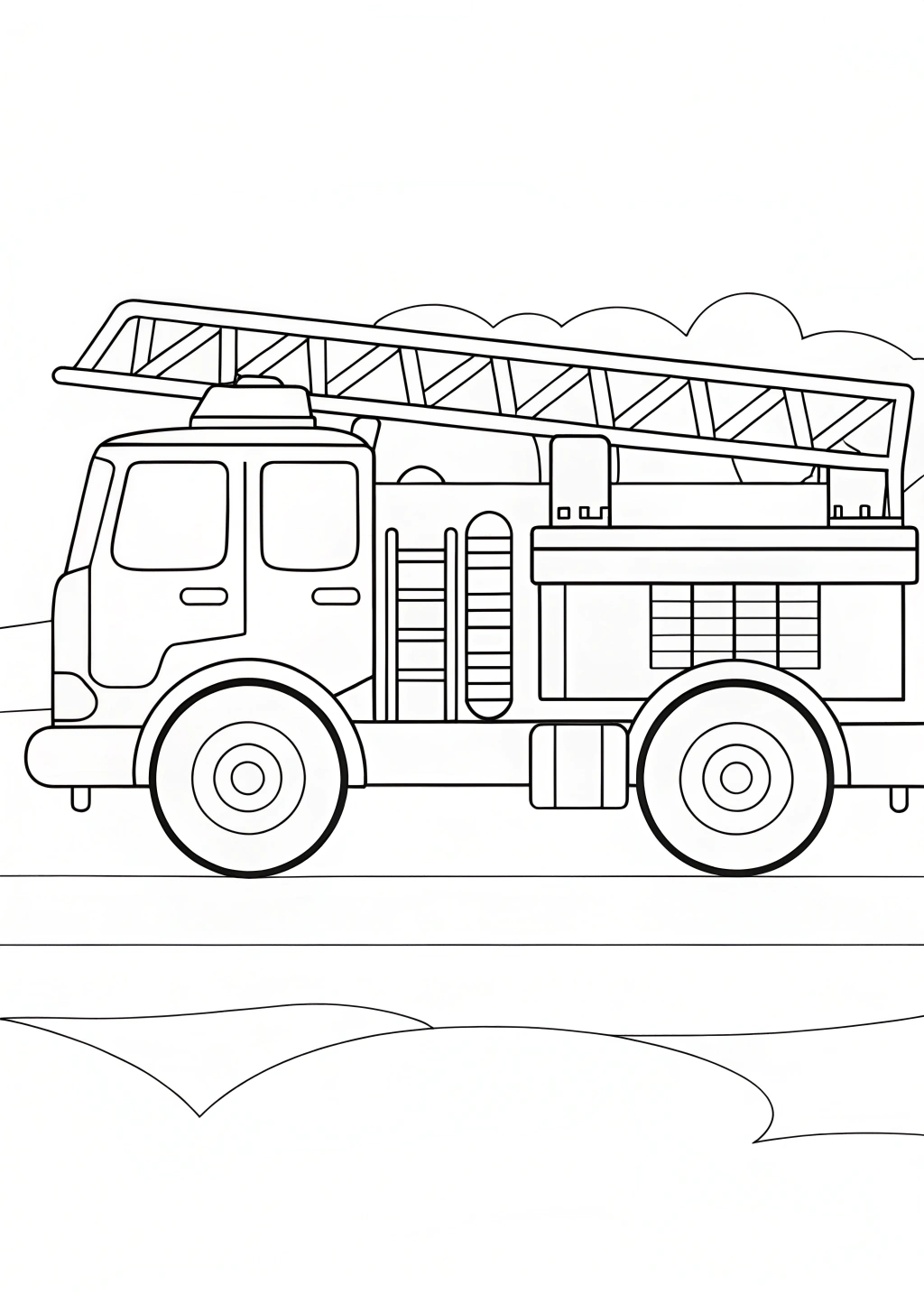 Hook and Ladder Fire Truck Coloring Page Free Printable