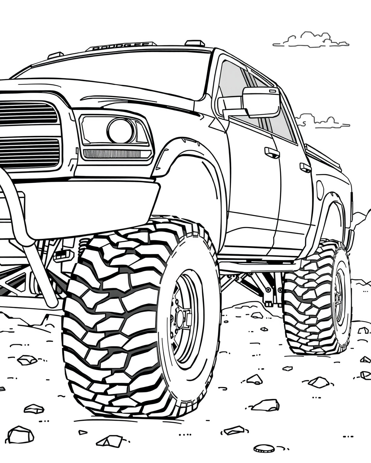 Lifted Dodge Truck Coloring Page - Lifted Dodge Truck Coloring Page 
